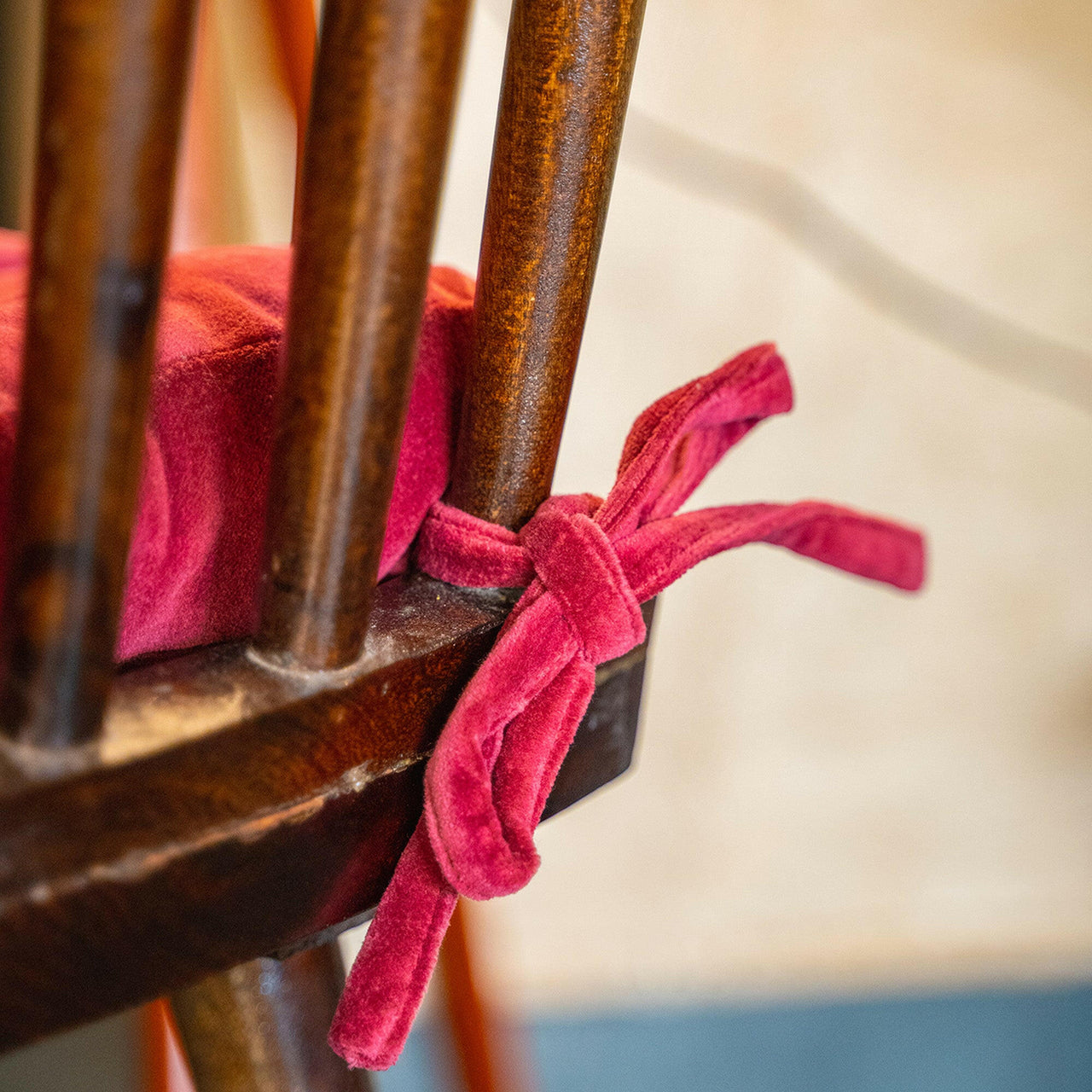 Cotton Velvet square Chair pad with ties.