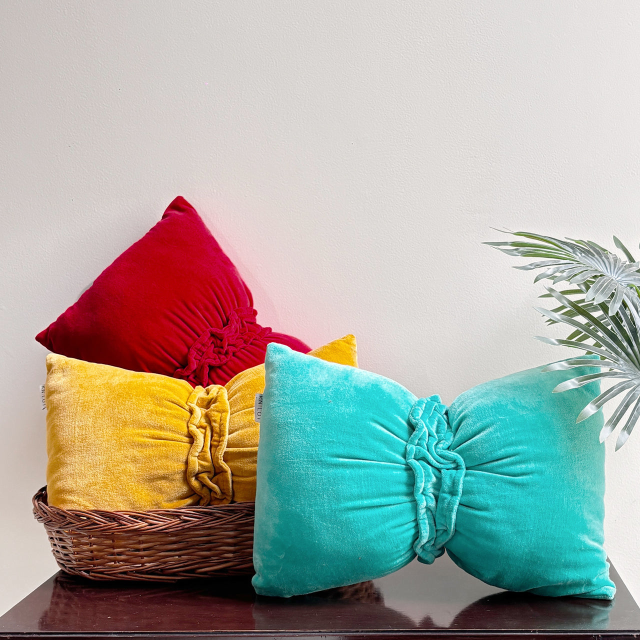 Velvet Bow Shaped Cushion