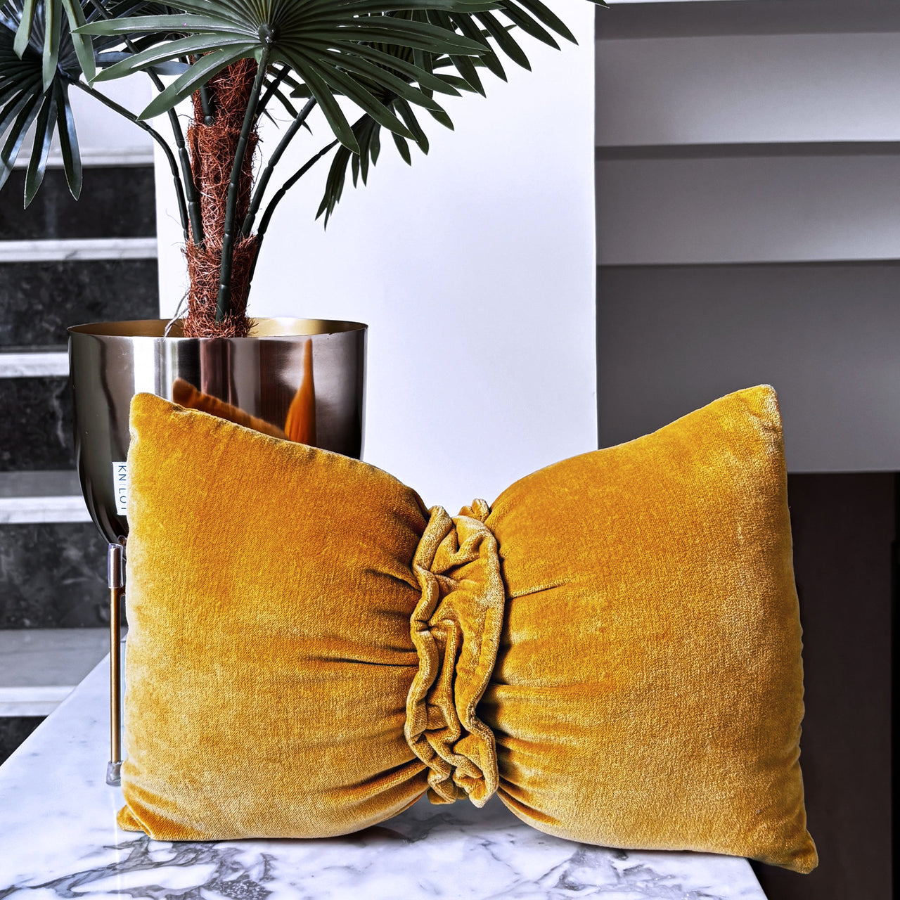 Velvet Bow Shaped Cushion