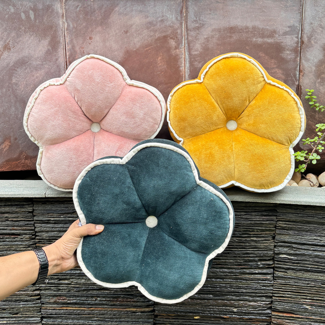 Velvet Flower Shaped Cushion