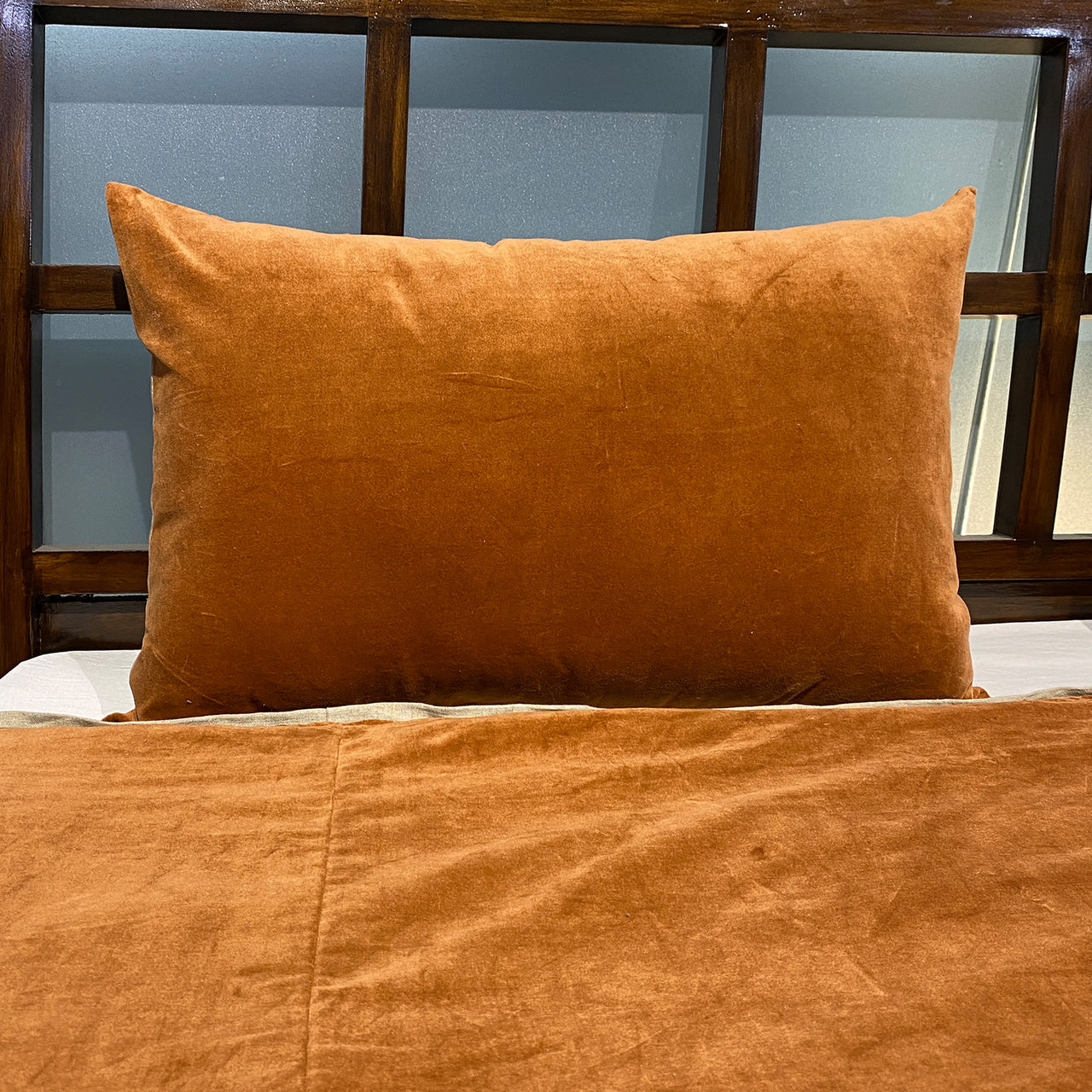 Luxury Terracotta Velvet Duvet Cover (Set Of 3)