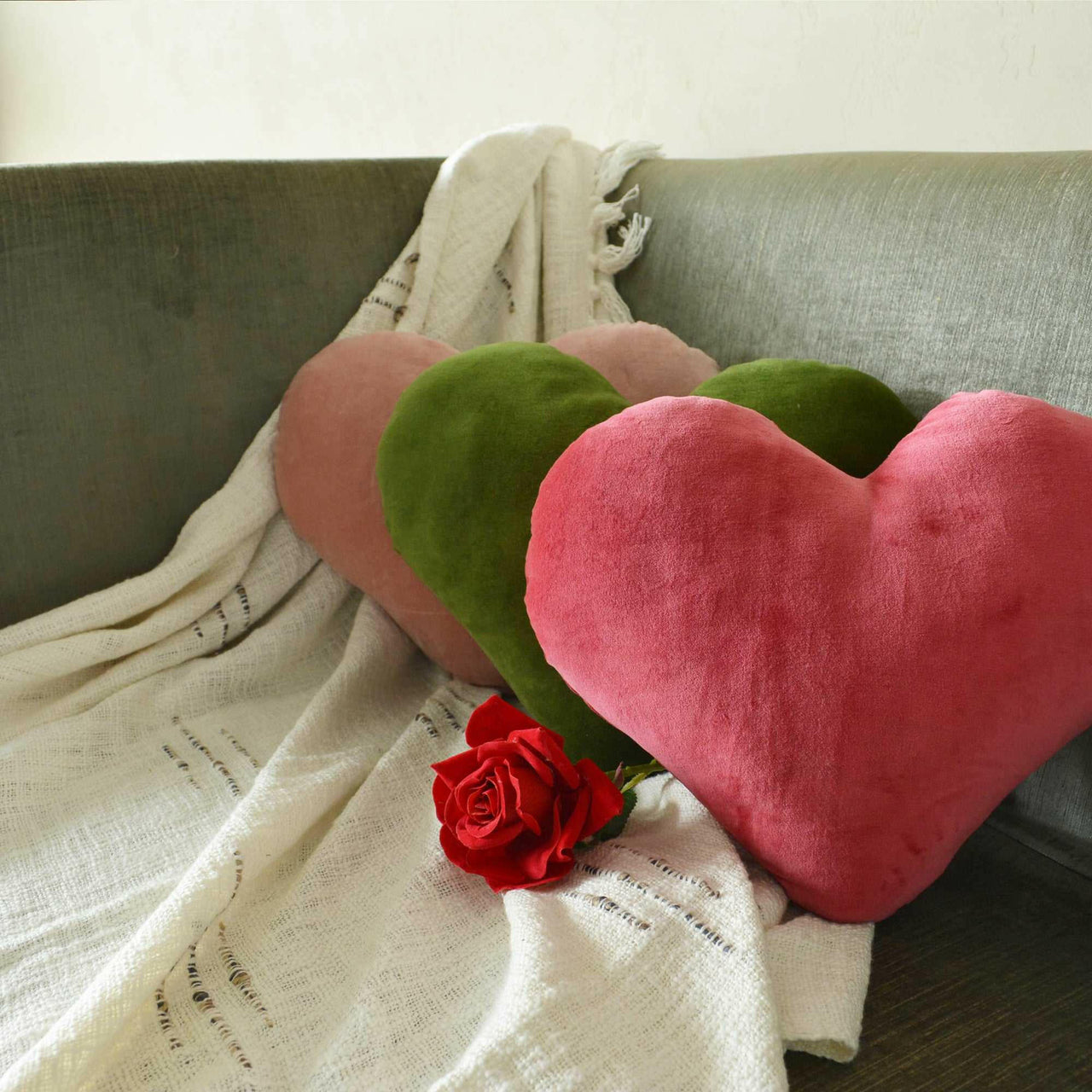 Pink heart cheap shaped cushion