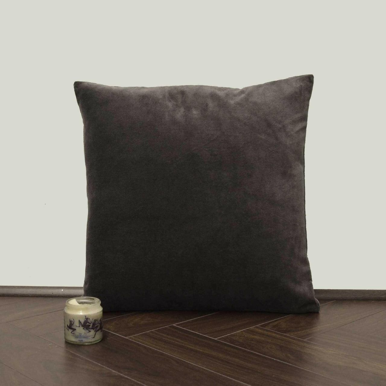 Charcoal Cotton Velvet Cushion Cover