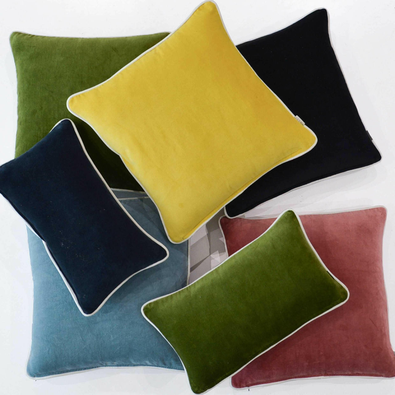 Golden Mustard White pippin Cotton Velvet Cushion Cover