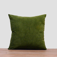 Thumbnail for Green Stripes Cotton Velvet Cushion Cover