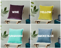 Thumbnail for Smoke Blue White pippin Cotton Velvet Cushion Cover