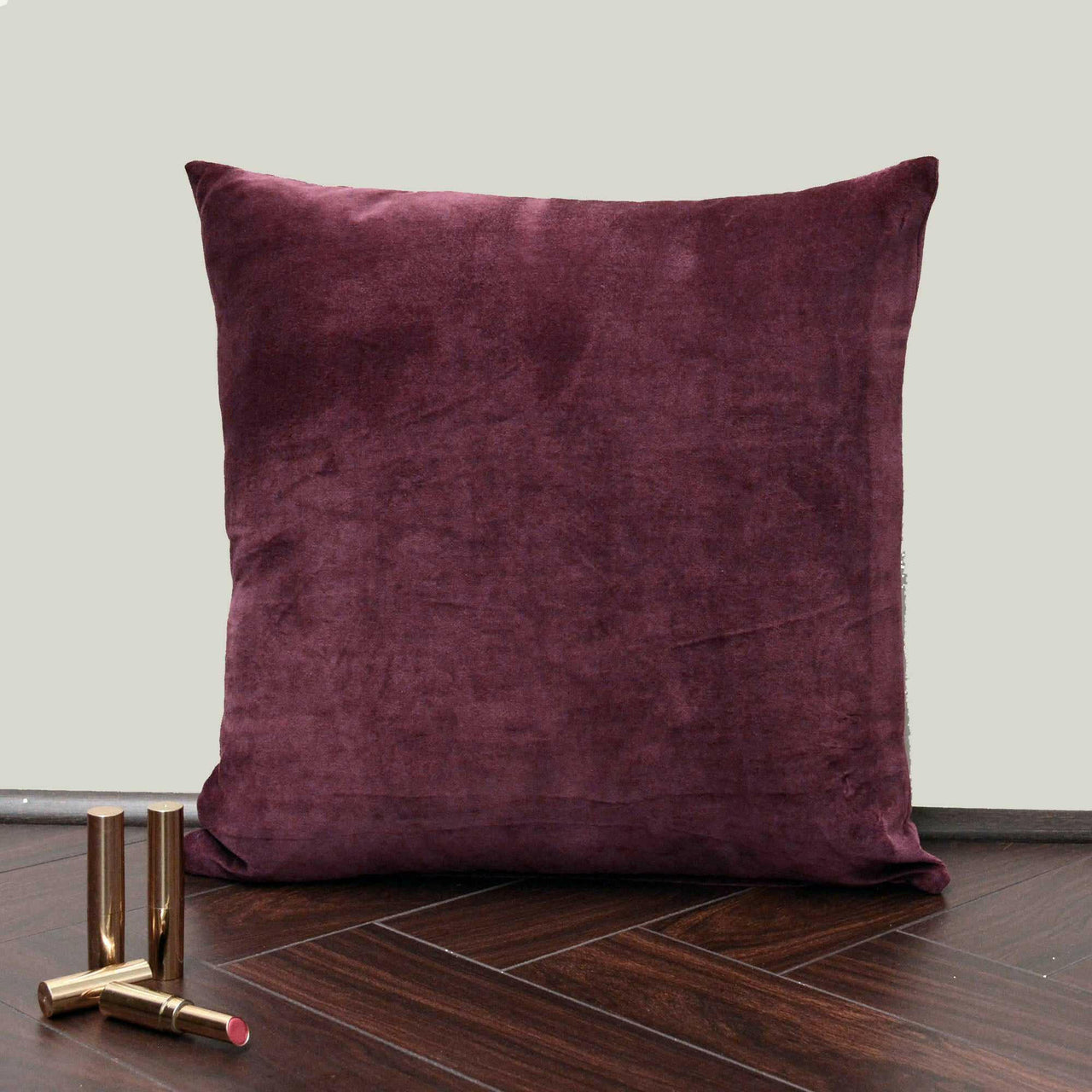 Plum Cotton Velvet Cushion Cover