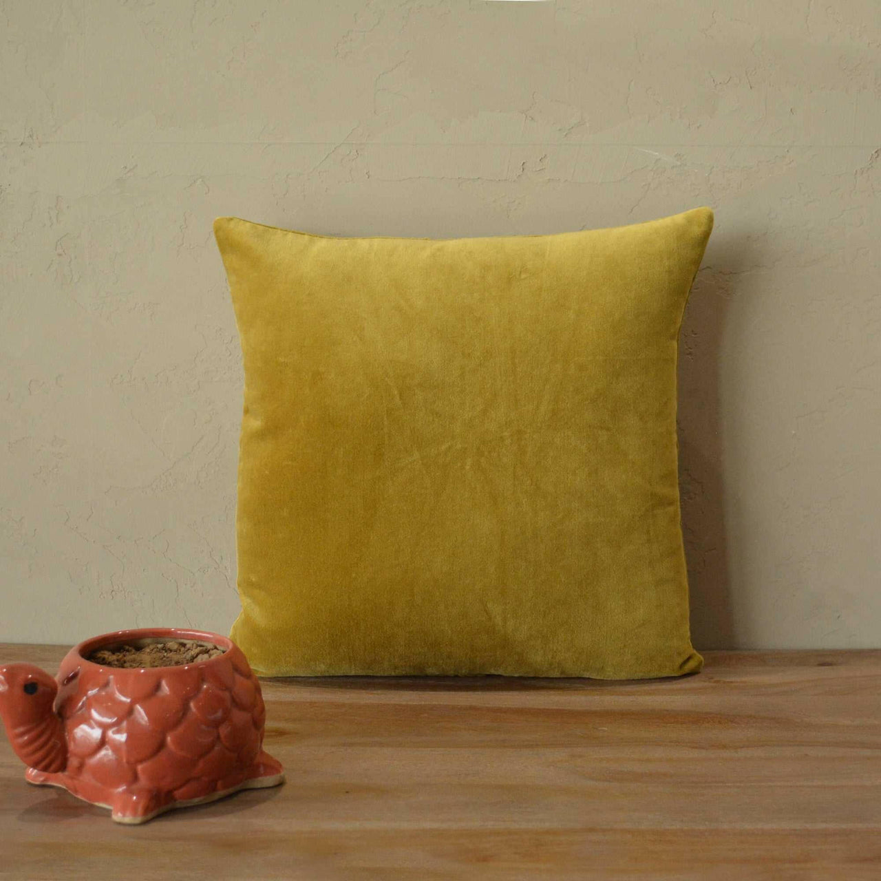 Golden Mustard Cotton Velvet Cushion Cover