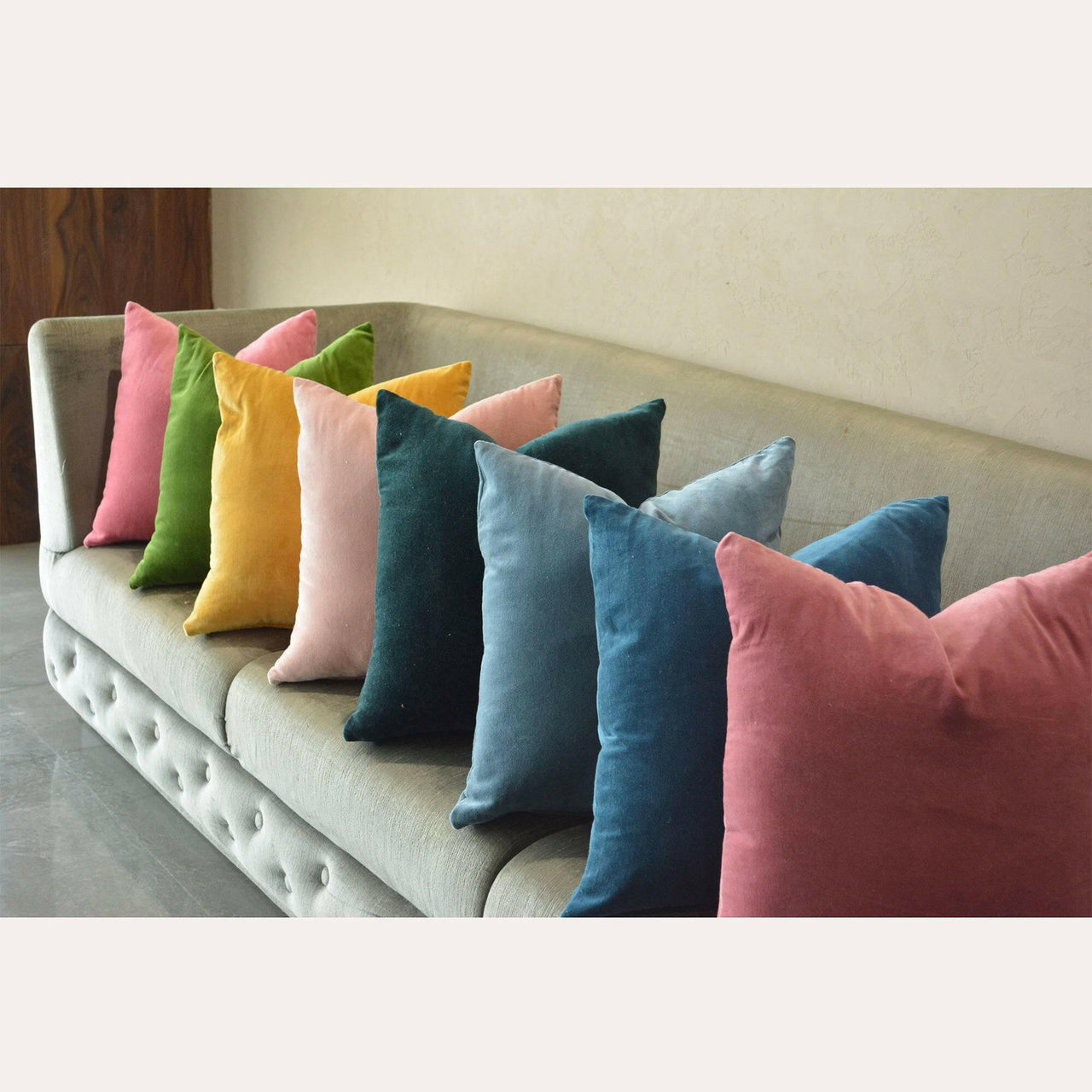 Dusty Sky Cotton Velvet Cushion Cover