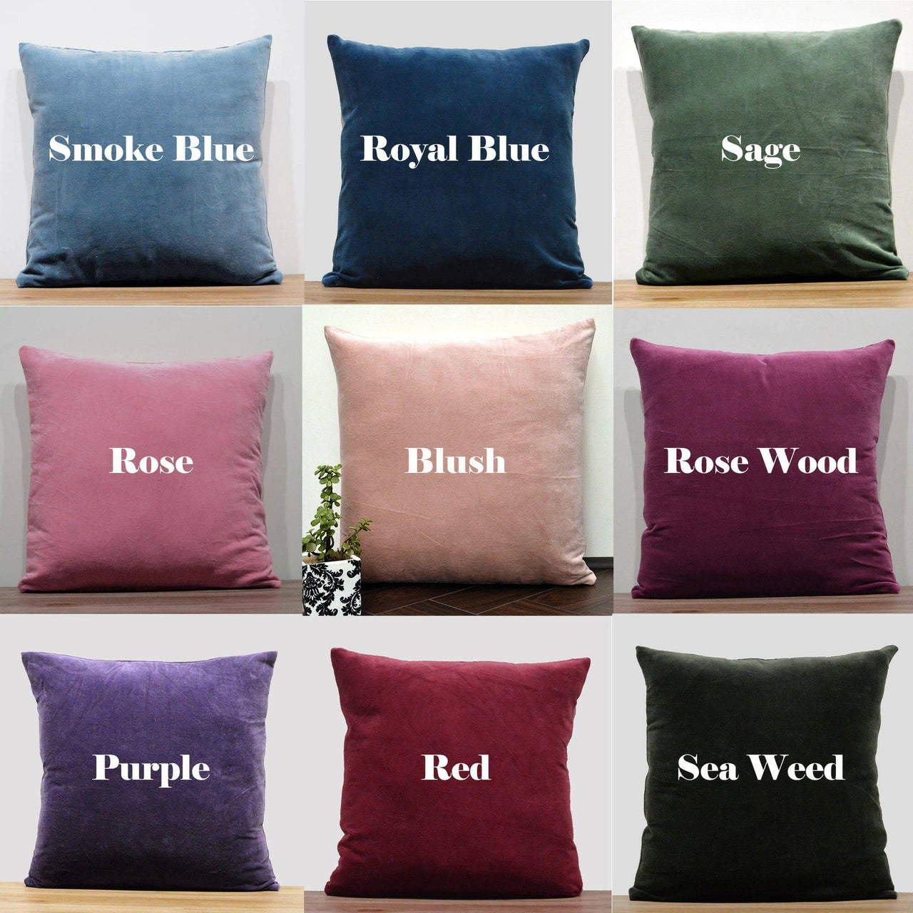 Navy Cotton Velvet Cushion Cover