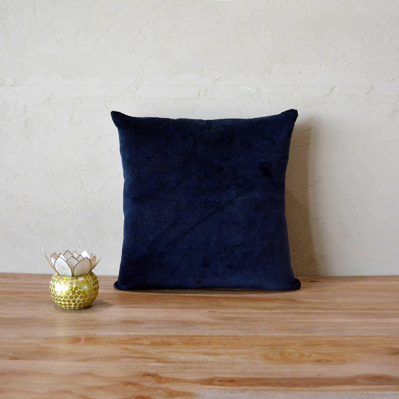 Navy Cotton Velvet Cushion Cover