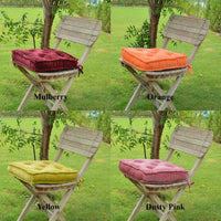 Thumbnail for Yellow Velvet square Chair pad with ties